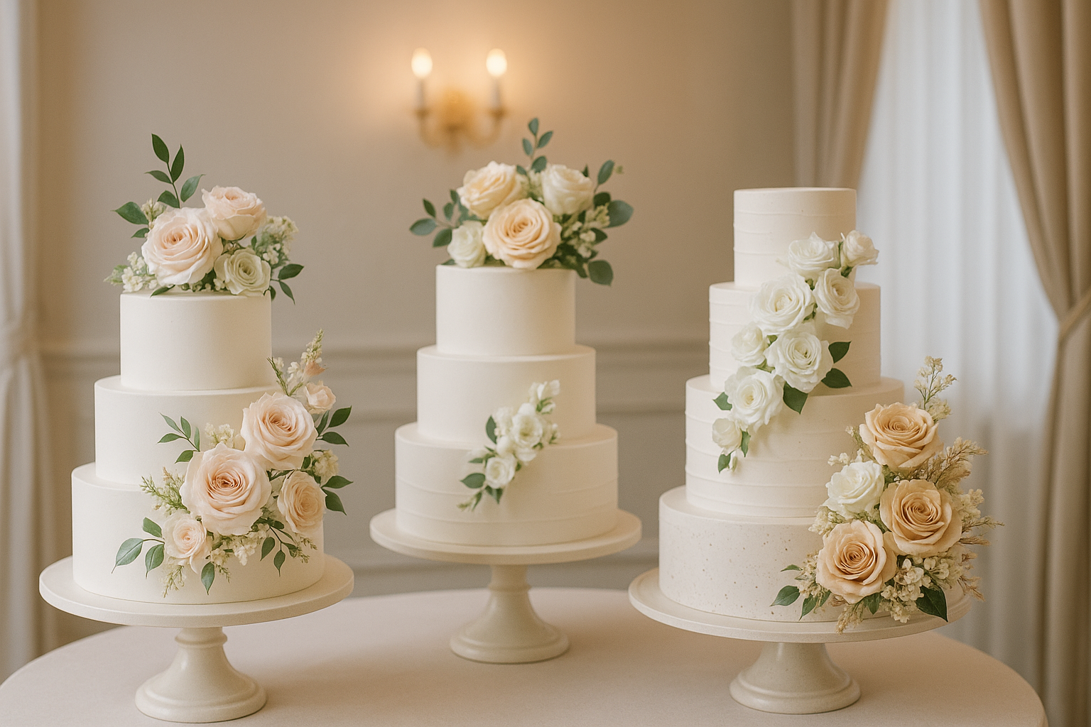Beautiful collection of wedding cake styles from classic elegant to modern rustic designs showing different options for couples